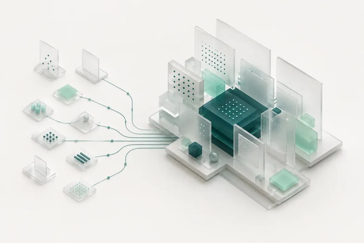Concept illustration: many data sources feeding one shared internal platform